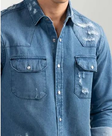 Blue Casual Shirt Denim 